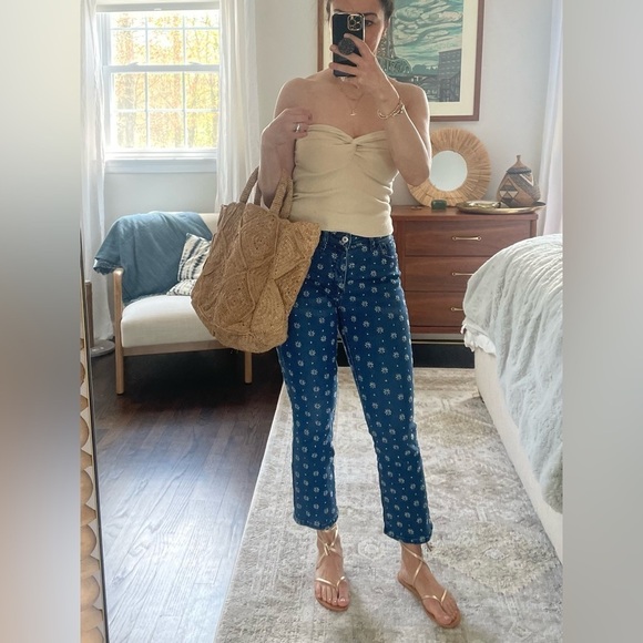 Anthropologie Pilcro Daisy Embroidery High Rise Crop Jeans - Picture 2 of 15